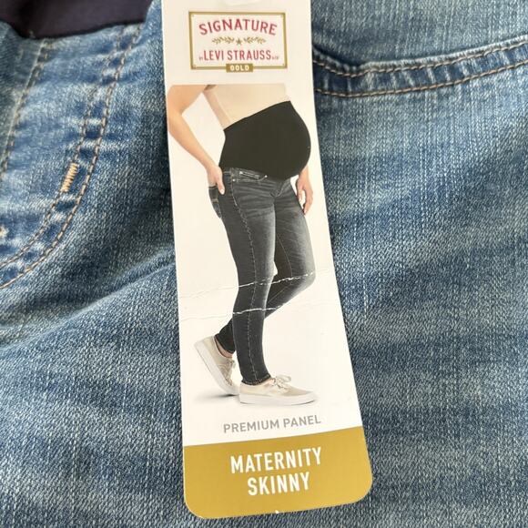 NWT Levi Strauss Signature Gold Maternity Skinny Jeans Simply Stretch Wash M - Picture 2 of 9